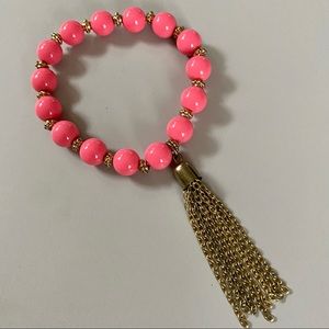 Vintage Pink Beaded Tassel Bracelet